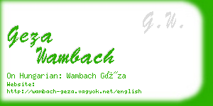 geza wambach business card